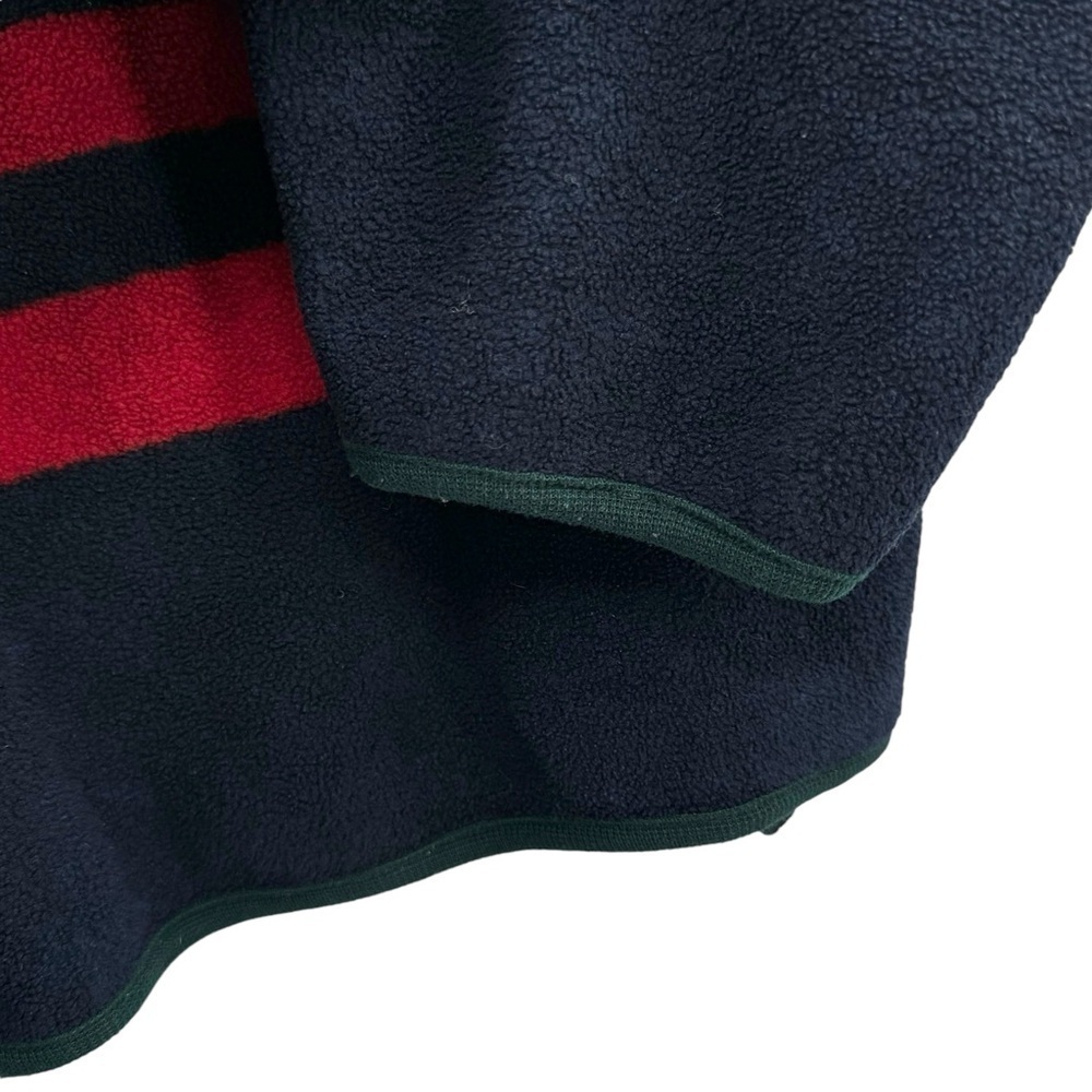 Vintage Nautica Fleece 1/4 Zip Stripe Pullover Pockets Navy Blue Red Made USA XL - Picture 4 of 6